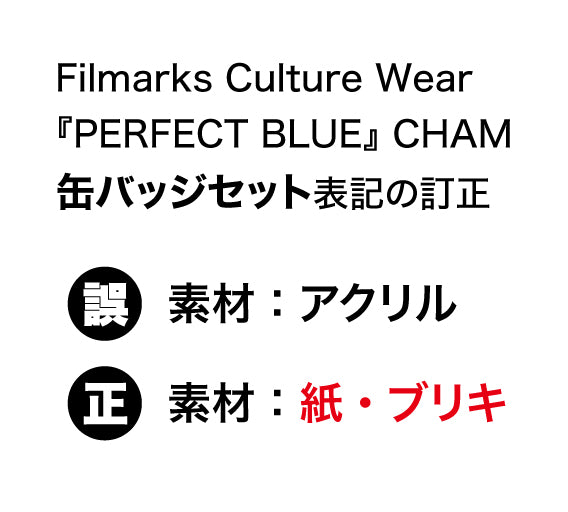 『PERFECT BLUE』CHAM缶バッジセット